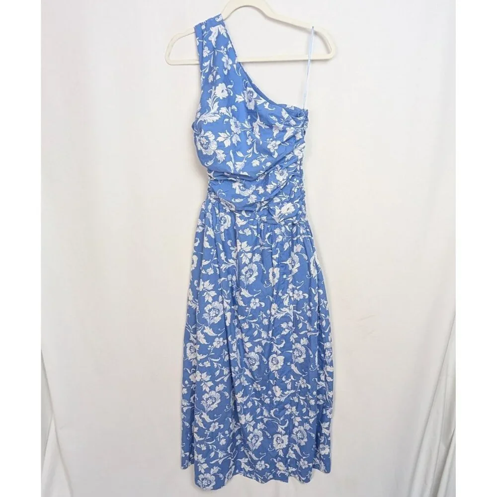 Abercrombie Fitch S Floral Fiore One-Shoulder Maxi Dress Cutout High Front Slit